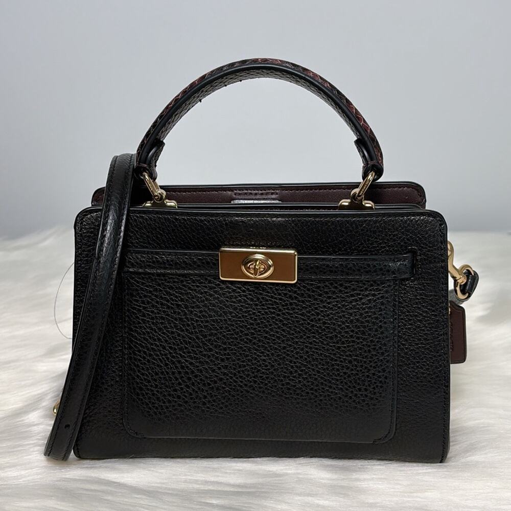 NWT Coach Mini Lane Top Handle Gold/Black Multi Purse
